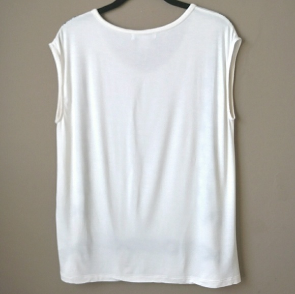 LC · Sleeveless Cream + Black Embroidered Boho Top - Picture 2 of 5